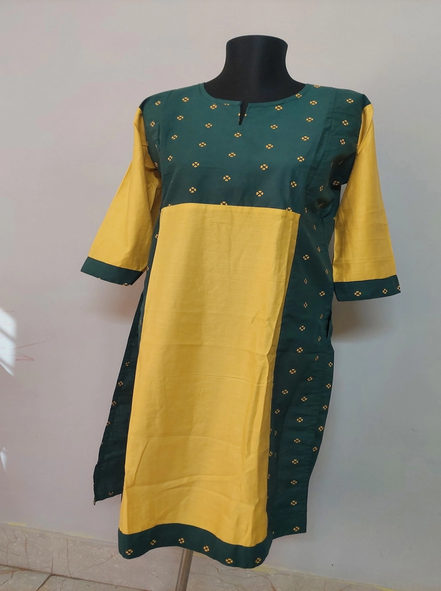 Emerald & Saffron Color-Block Tunic