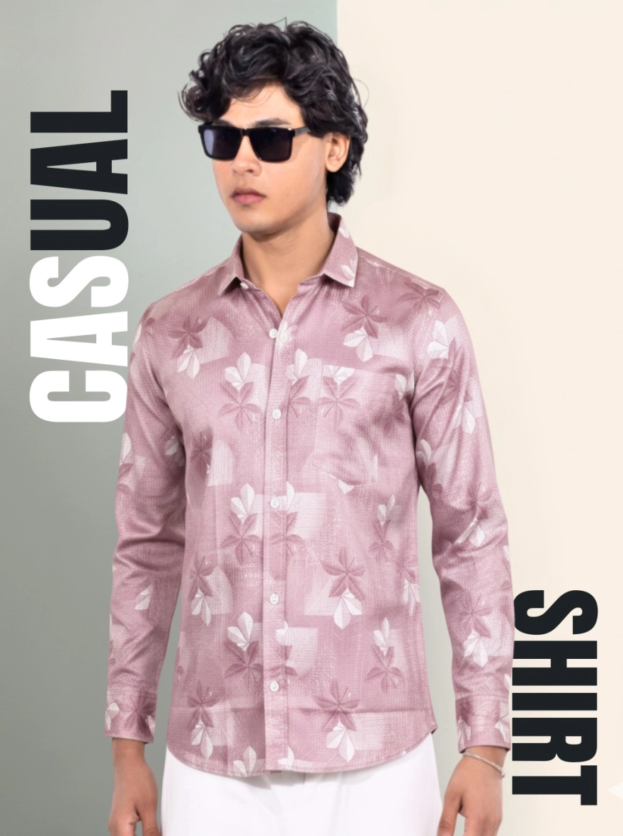Aqua Zenith Leaf Print Casual Shirt