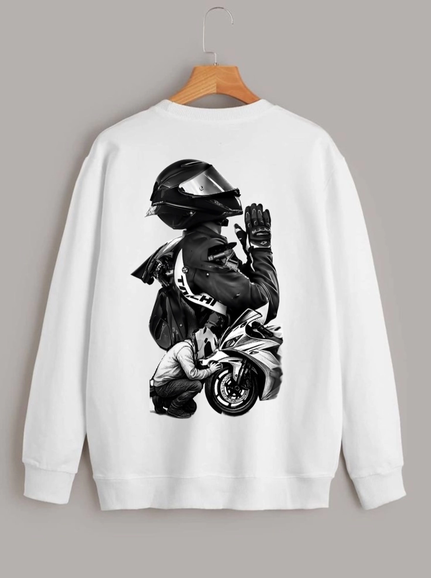 Honda Graphic Printed Unisex White Sweatshirt