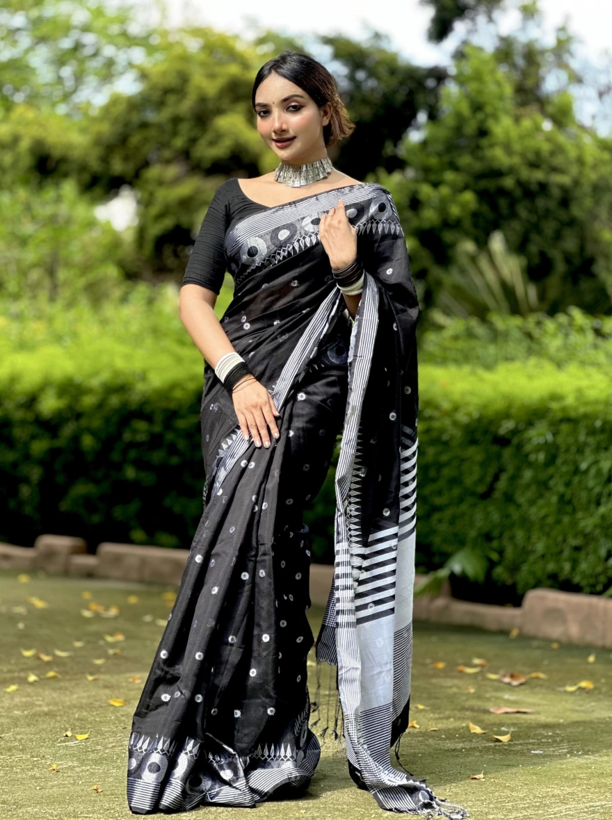 Premium Dhupian Silk Sharee – Ball Print Edition