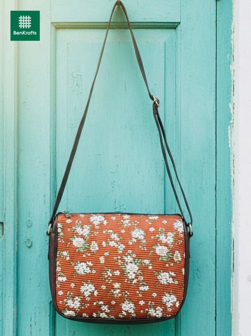 Azure Floral Tapestry Bag