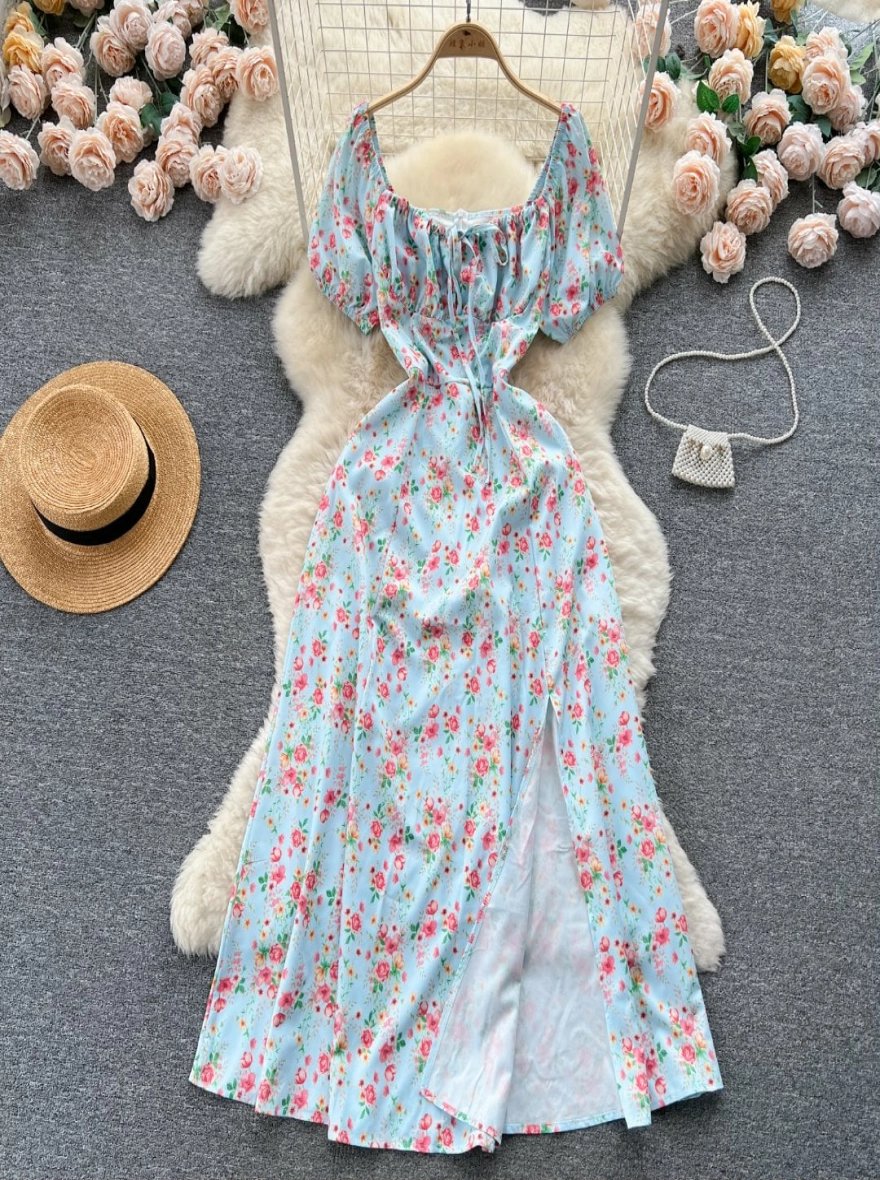 Imported Blender Cotton Power Blue Maxi Dress - China