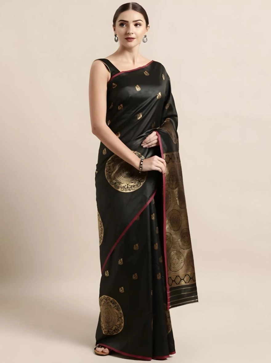 Soft Silk Screen Printed Premium Katan Sharee with Blouse - Eclipse