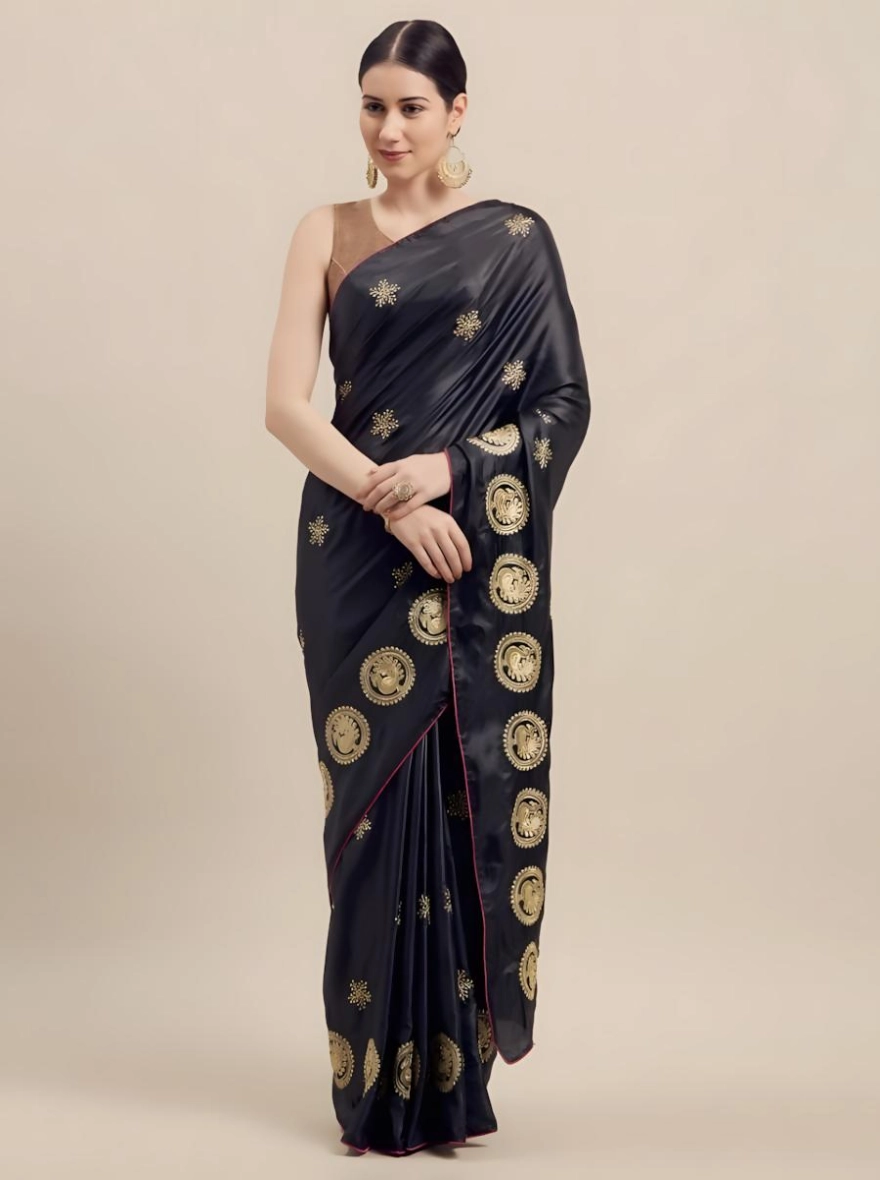 Soft Silk Screen Printed Premium Katan Sharee with Blouse - Zeus