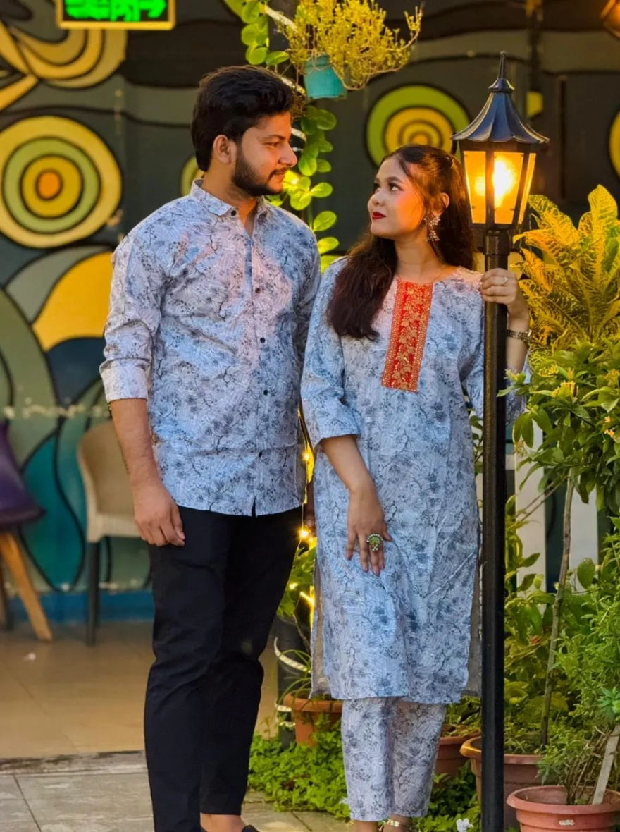 ম্যাচিং কাপল সেট শার্ট এন্ড টু পিছ সফট ও কমফোর্টেবল ফেব্রিক