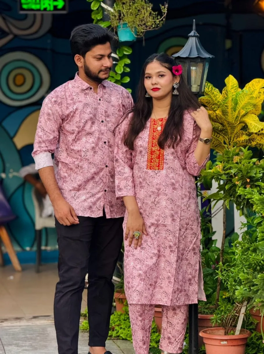 ম্যাচিং কাপল সেট শার্ট এন্ড টু পিছ কমফোর্টেবল ফেব্রিক