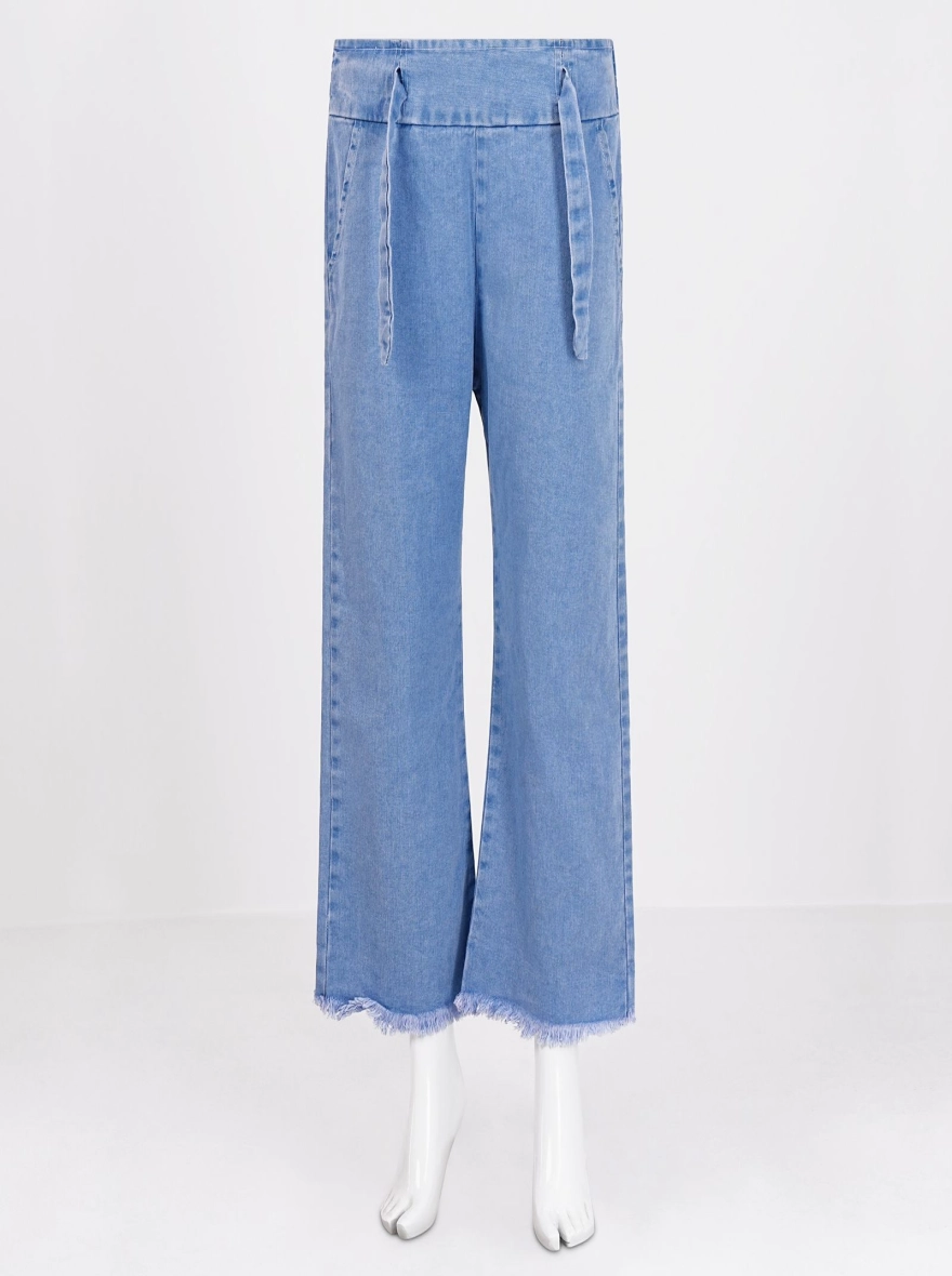 Urban Comfort Light Blue Wide-Leg Denim Palazzo Pant