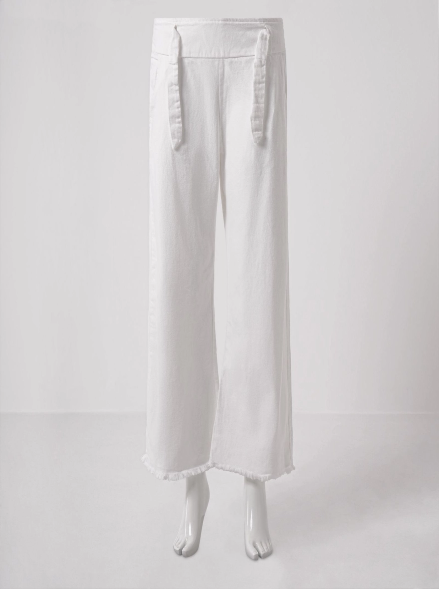 Urban Comfort Light White Wide-Leg Denim Palazzo Pant 