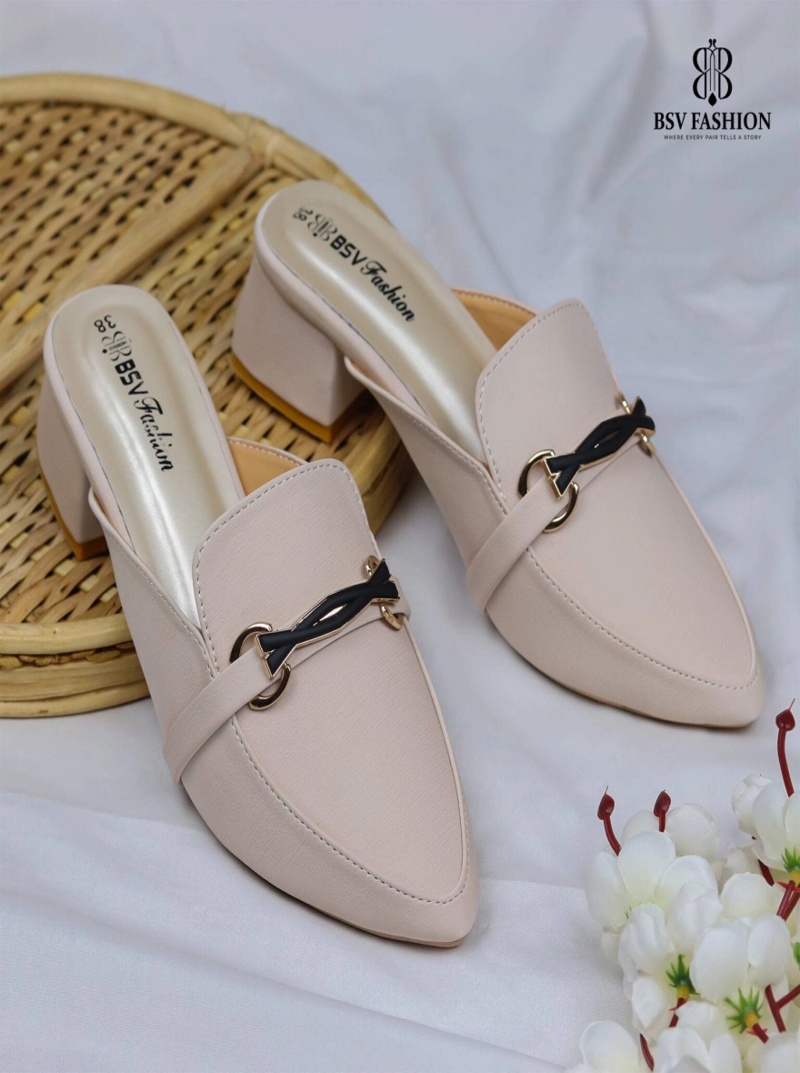 Stylish Pointed Toe 1.5-Inch Box Heel Mules