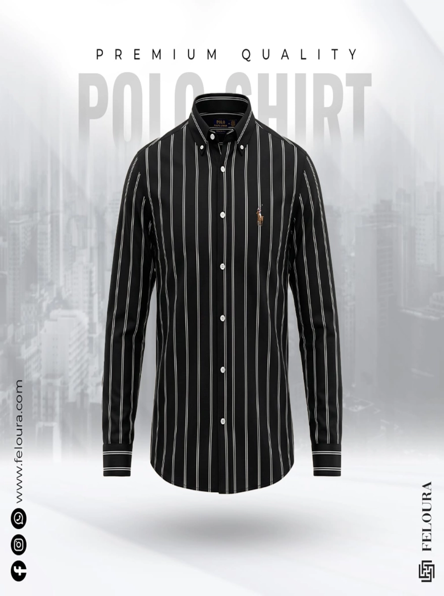 RL premium Black and white Stripe Shirt