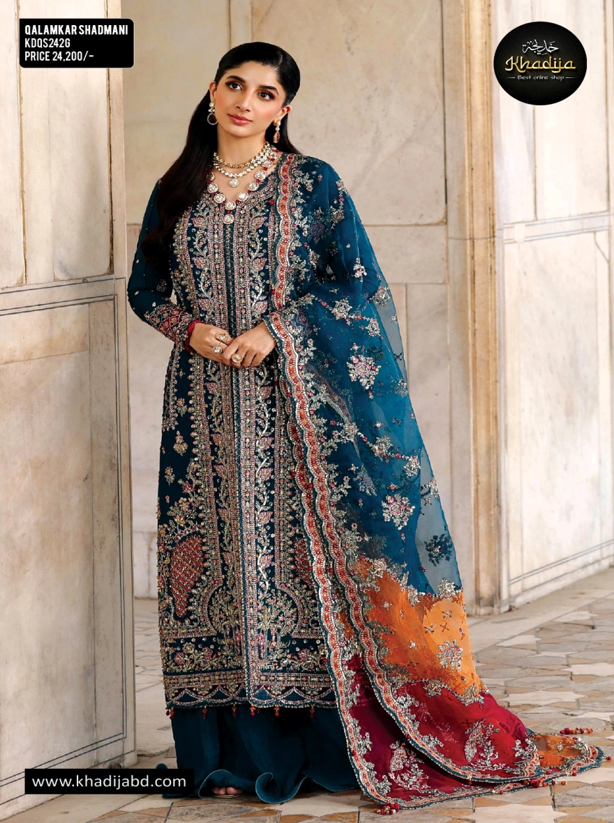 Qalamkar Shadmani – Deep Maroon-Unstitched