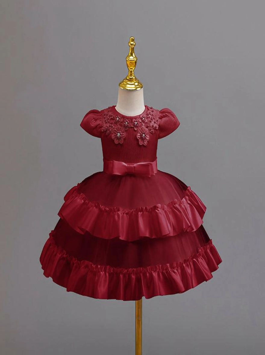 Imported China Princess Merlot Floral Premium Frock