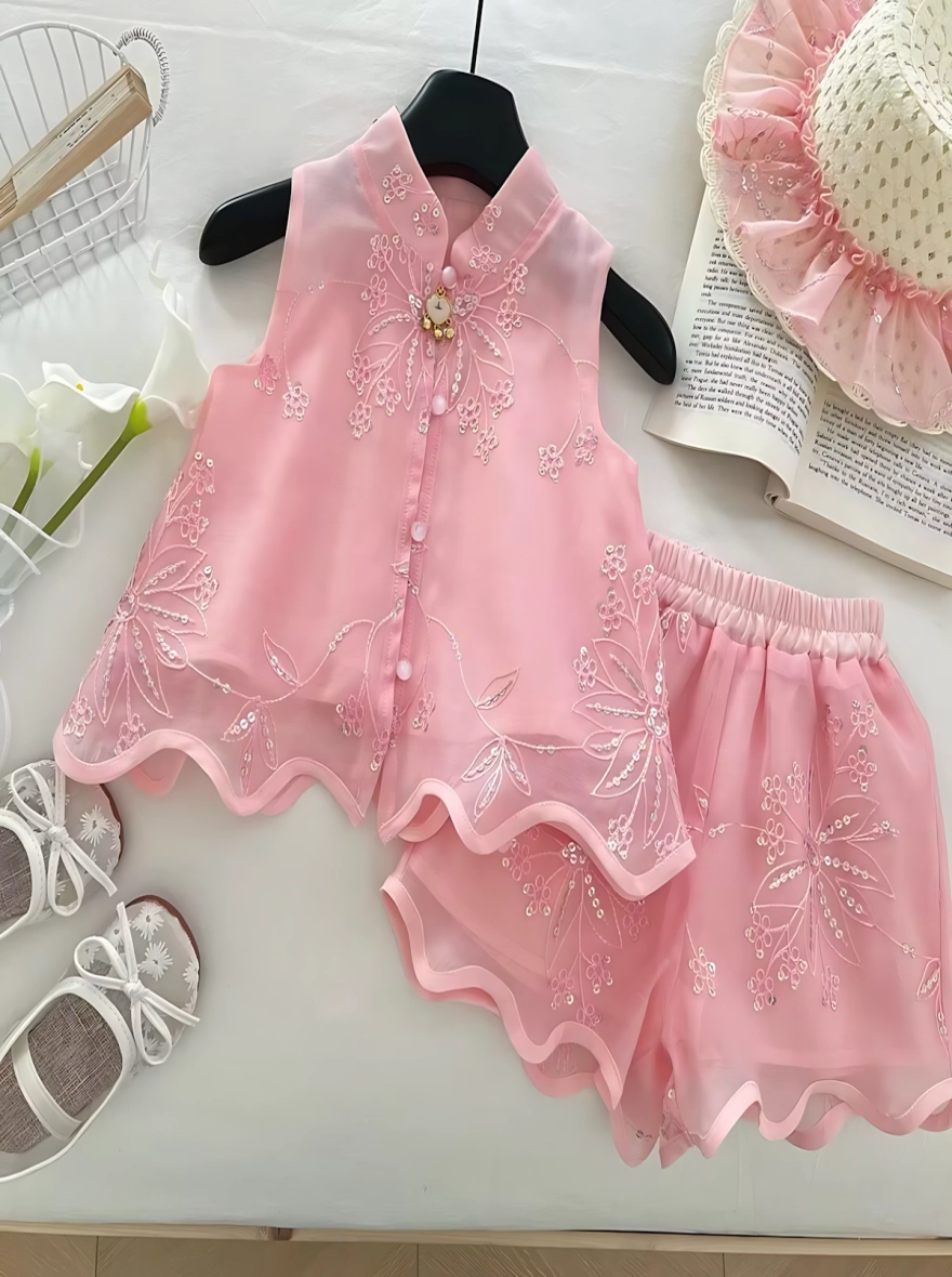 Imported Sleeveless Casual Pink Tops & Short Pant Set