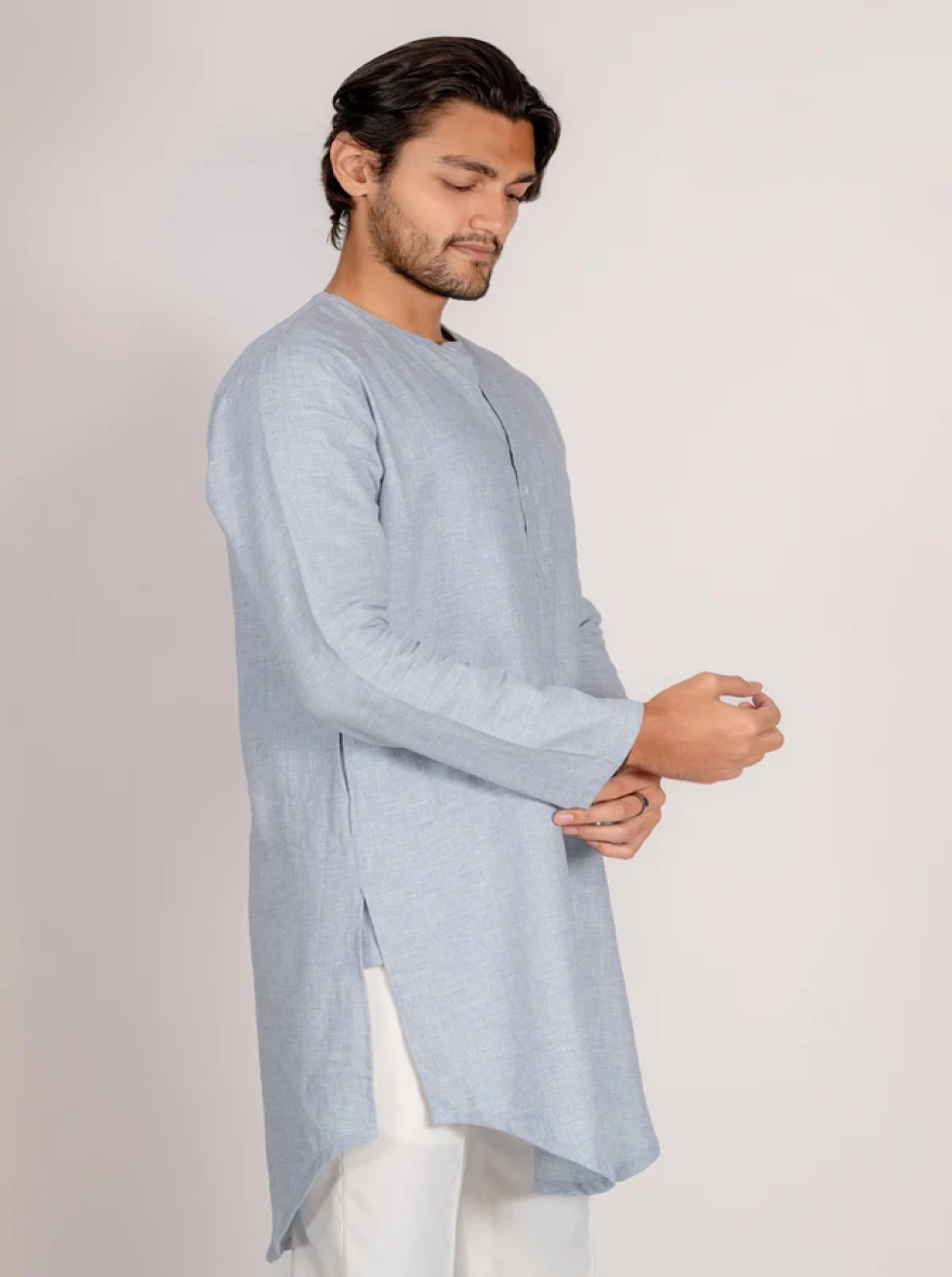 Zayyan Contemporary Kurta - Light Blue