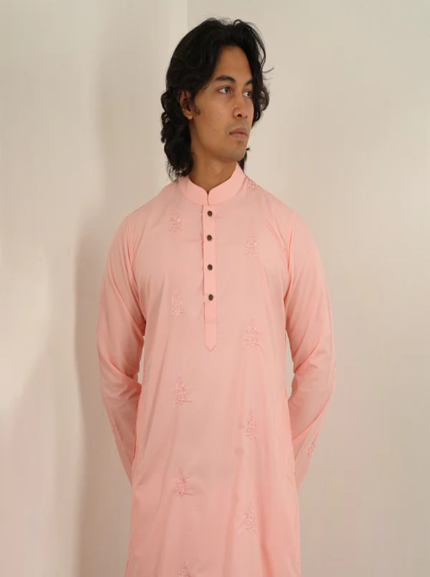 Raed Embroidered Panjabi in Pink