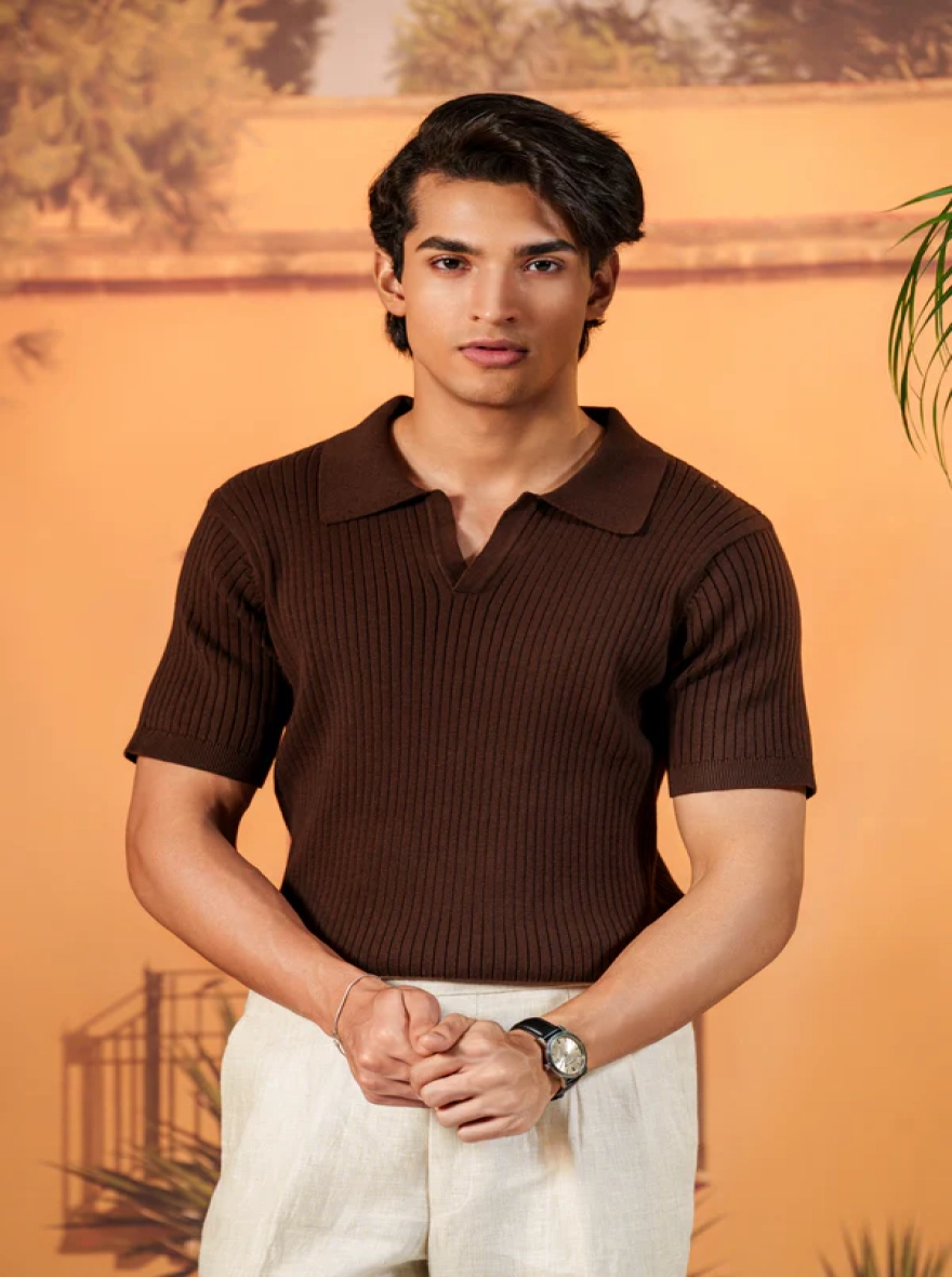 Napoli Brown Knit Polo