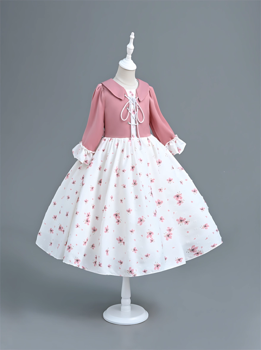 Imported China Cold Purple X White Floral Party Dress