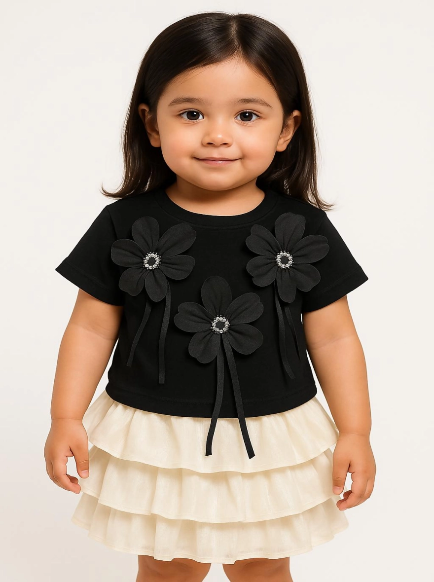 Imported Black X Merino Gorgeous Floral Skirt Set (China)