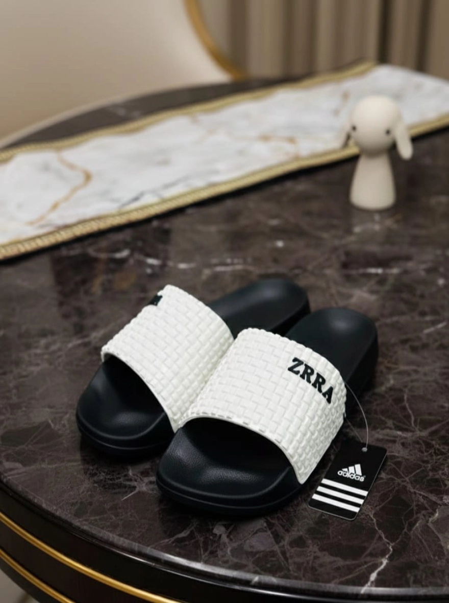 Black And White Colour Slides Slipper Casual Sandal For Men.
