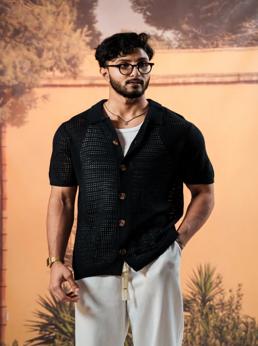 Amalfi Navy Resort Knit Shirt