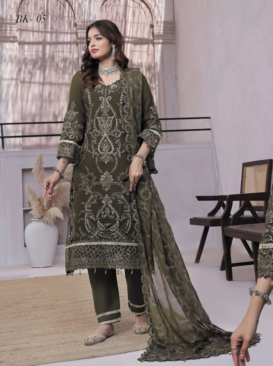 Dastaan by Bin Khalid – Embroidered Chiffon 3-Piece Unstitched Suit Women's
