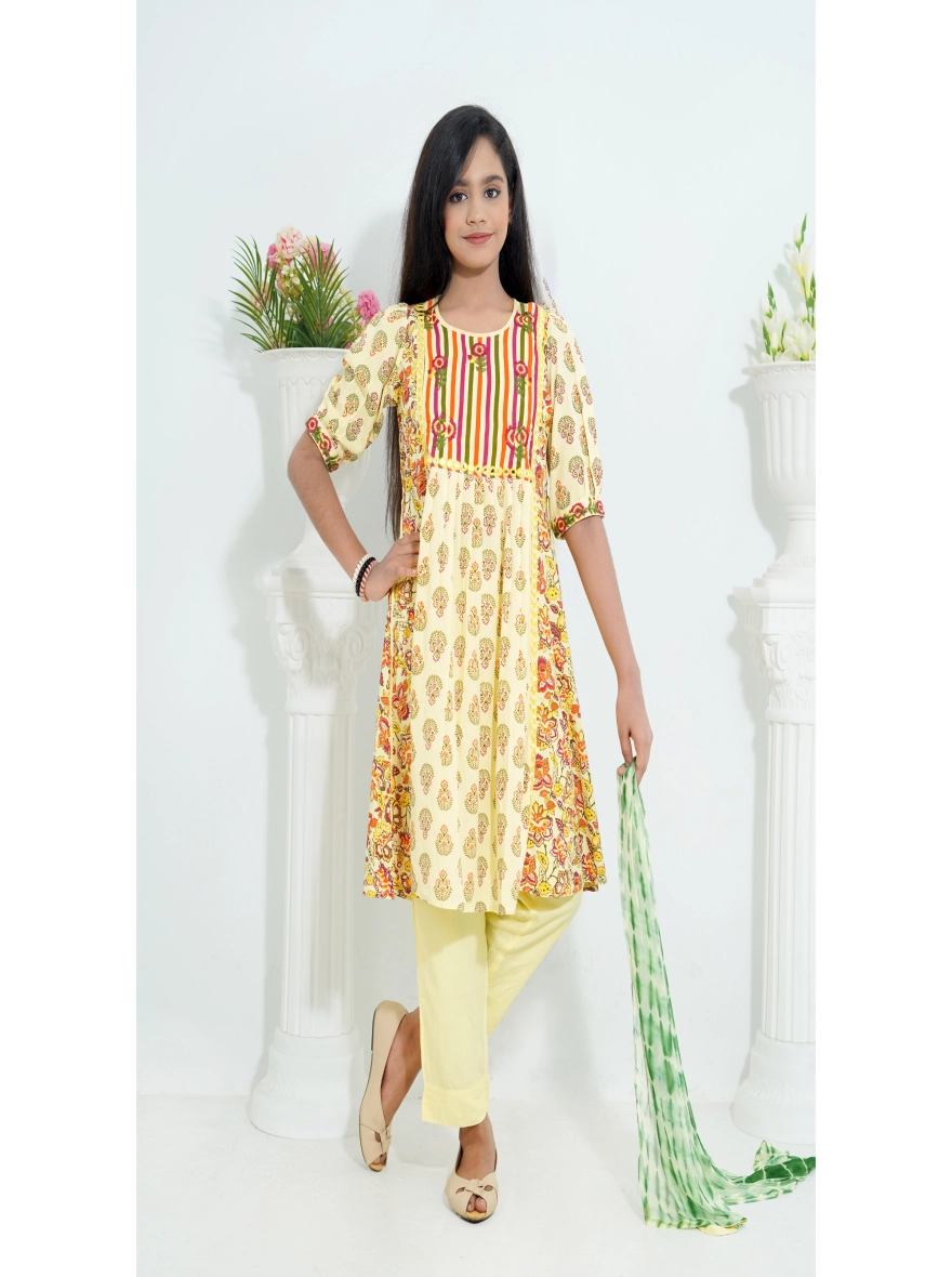 Baby Girls Soft Cotton Three-Piece Set – Screen Print & Embroidery