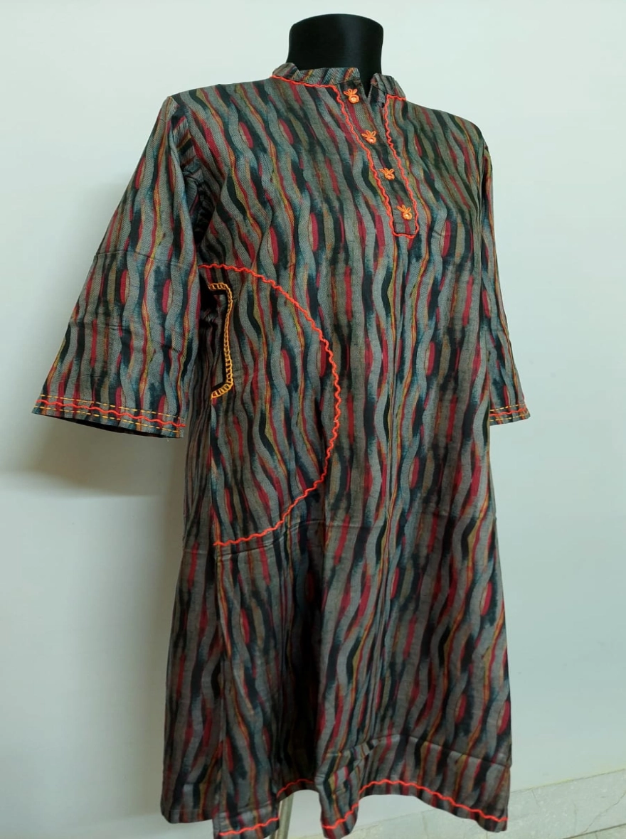 Amber Wave Abstract Print Kurti