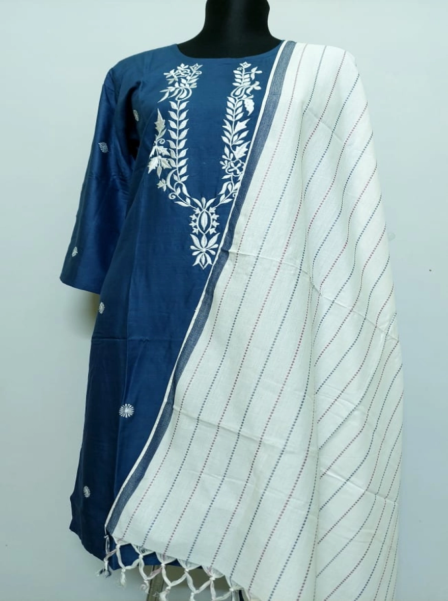 Amethyst Bloom Hand-Block Inspired Cotton Kurti