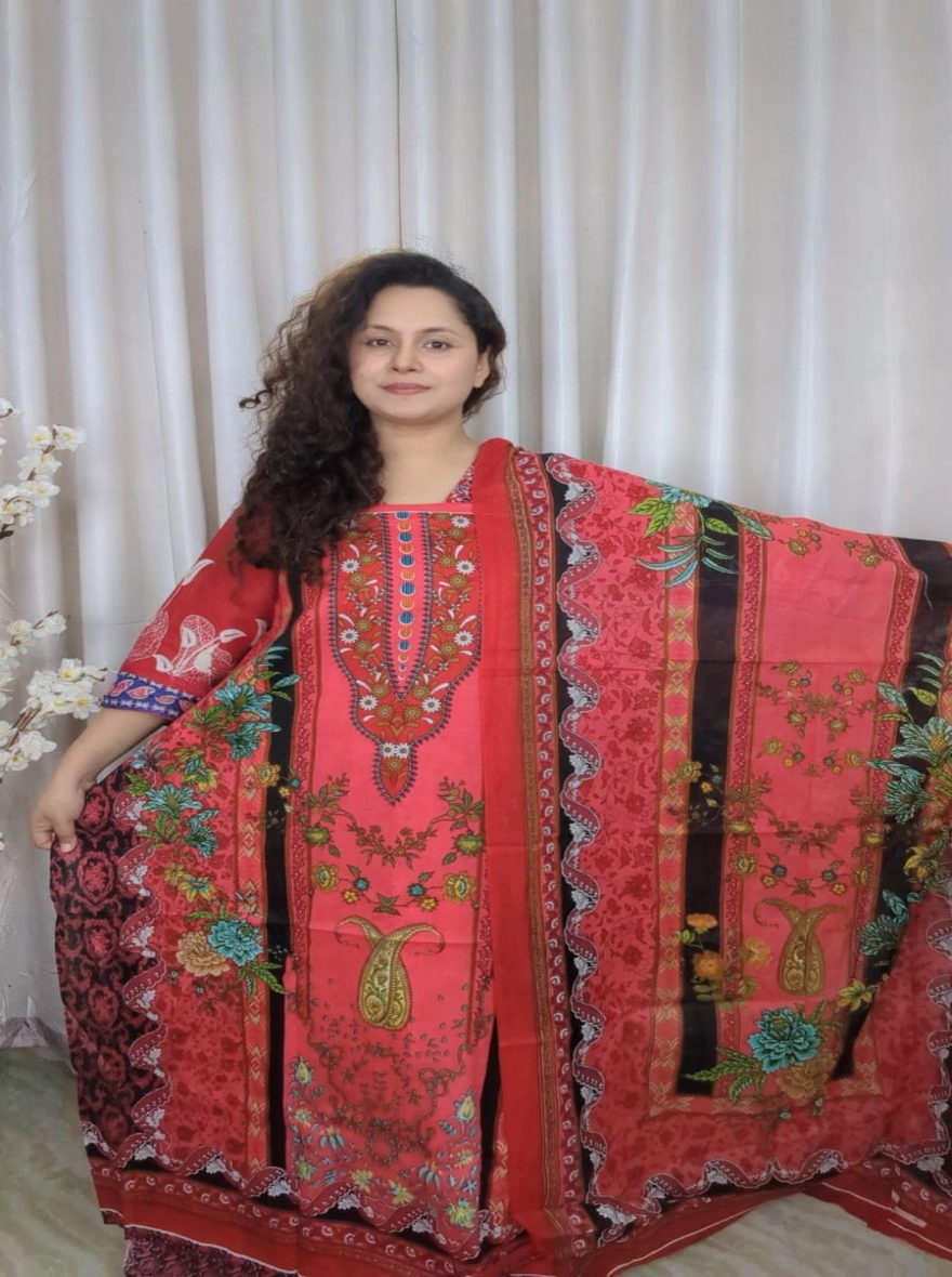 Premium Zam Zam Cotton Digital Printed Unstitched Three-Piece