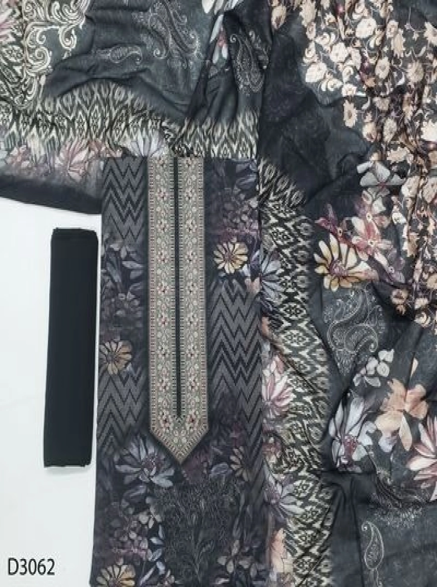 Midnight Monochrome Bloom Swiss Cotton Three pc Set