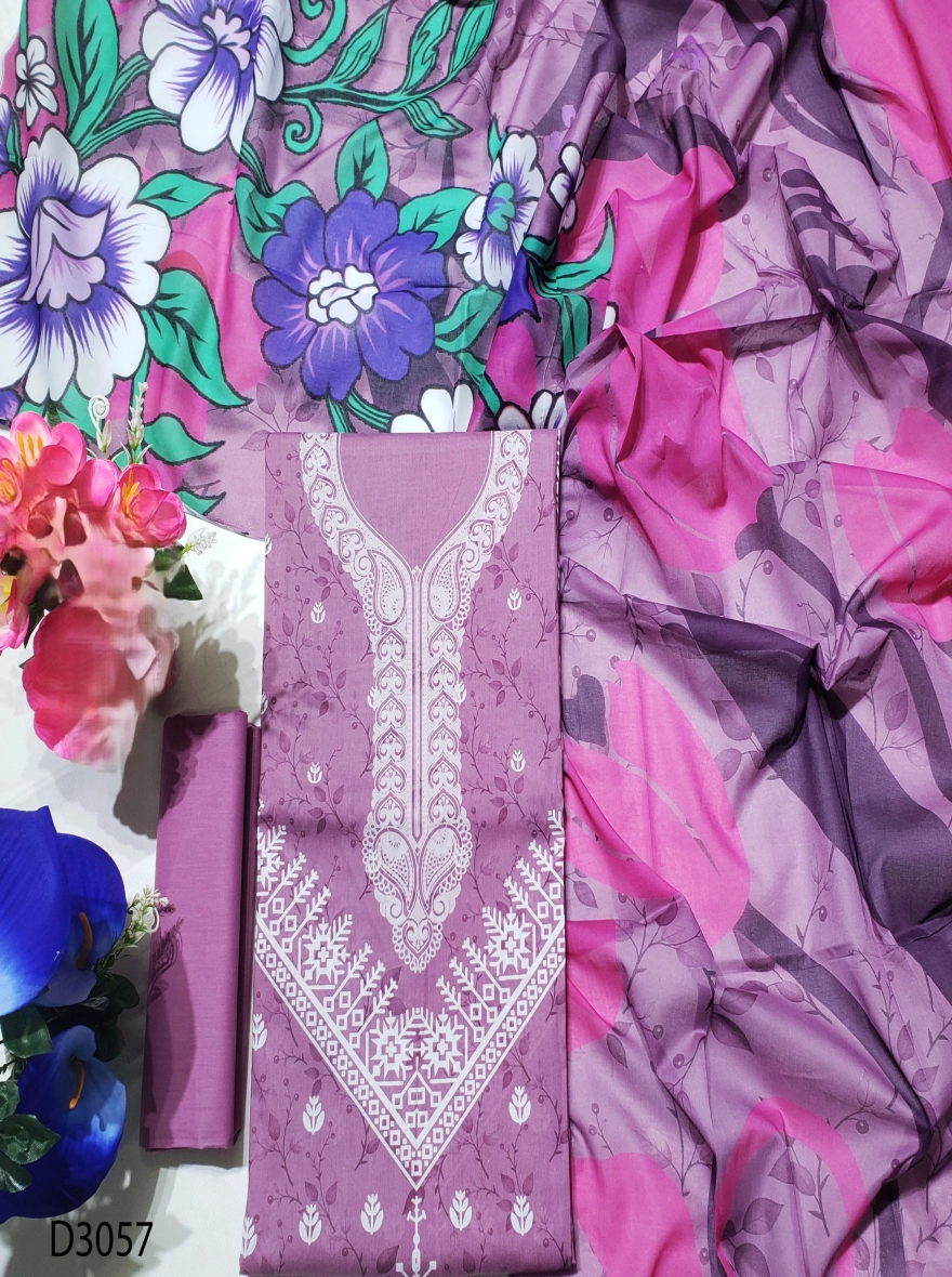 Premium Quality Digital Print  Unstitch 3 Pieces-D3057