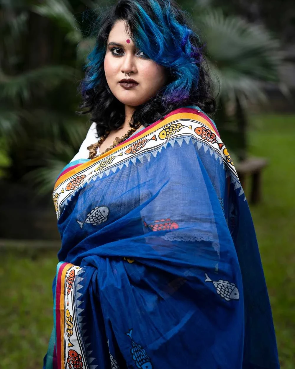 Deep Blue Aqua Saree