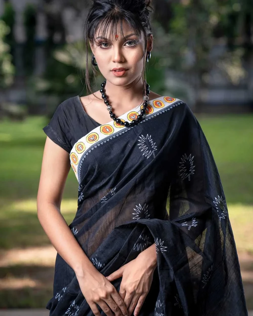 Black Winter Leaf Saree