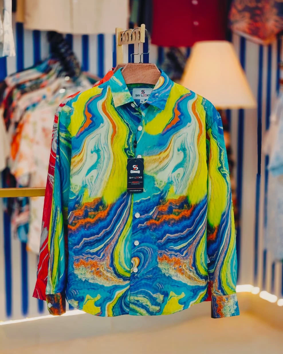 Electric Azure Marble Abstract Shirt