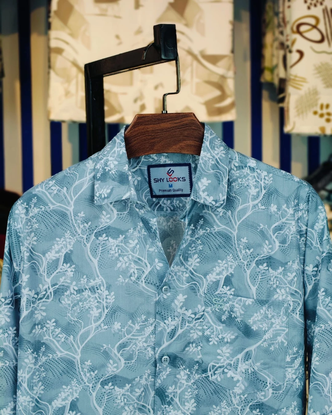 Frost Mist Botanical Print Cotton Shirt