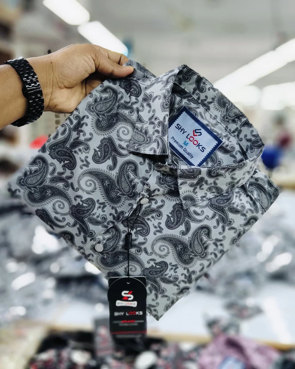 Monochrome Royal Paisley Cotton Shirt