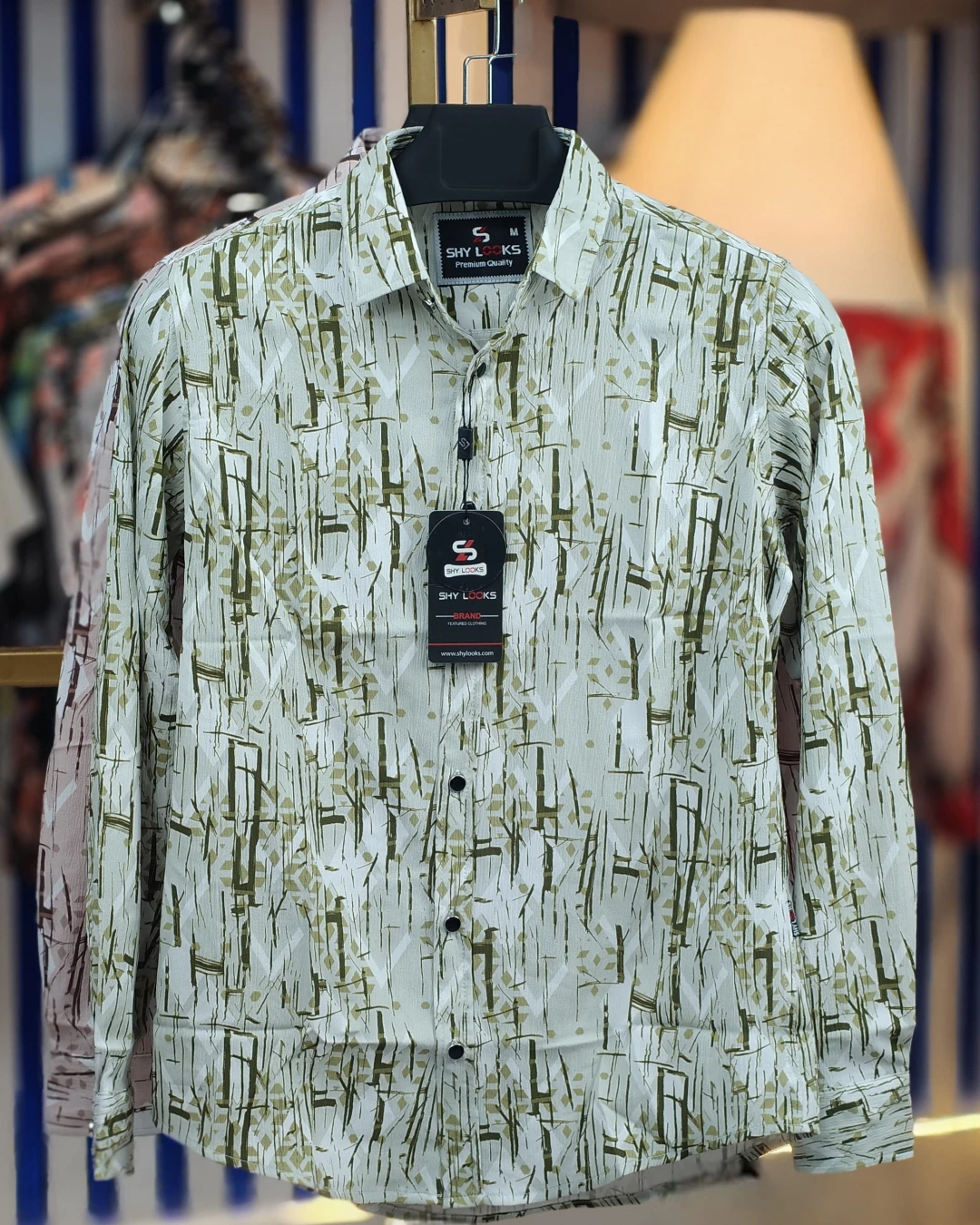 Olive Birch Abstract Linear Saffron Cotton Shirt