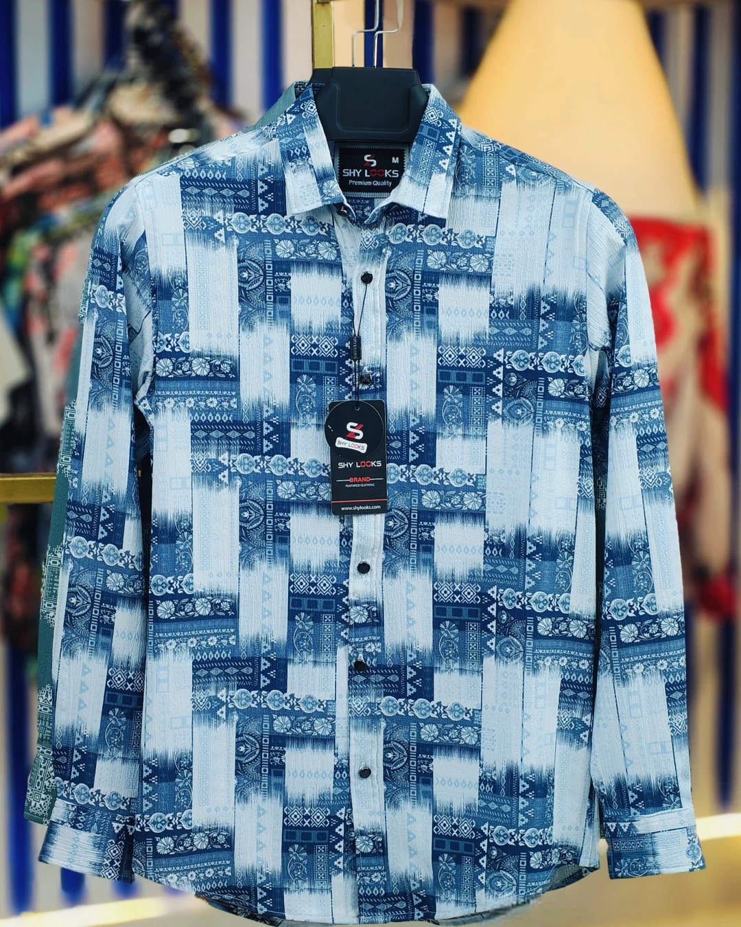 Indigo Mosaic Patchwork Saffron Cotton Shirt