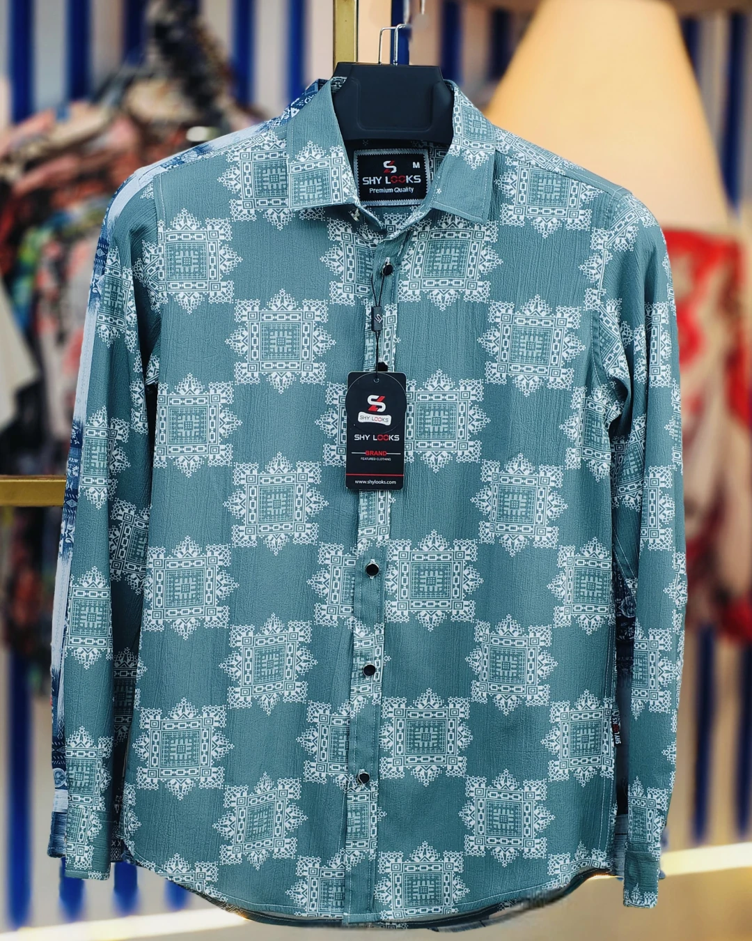 Seafoam Mandala Ornament Saffron Cotton Shirt
