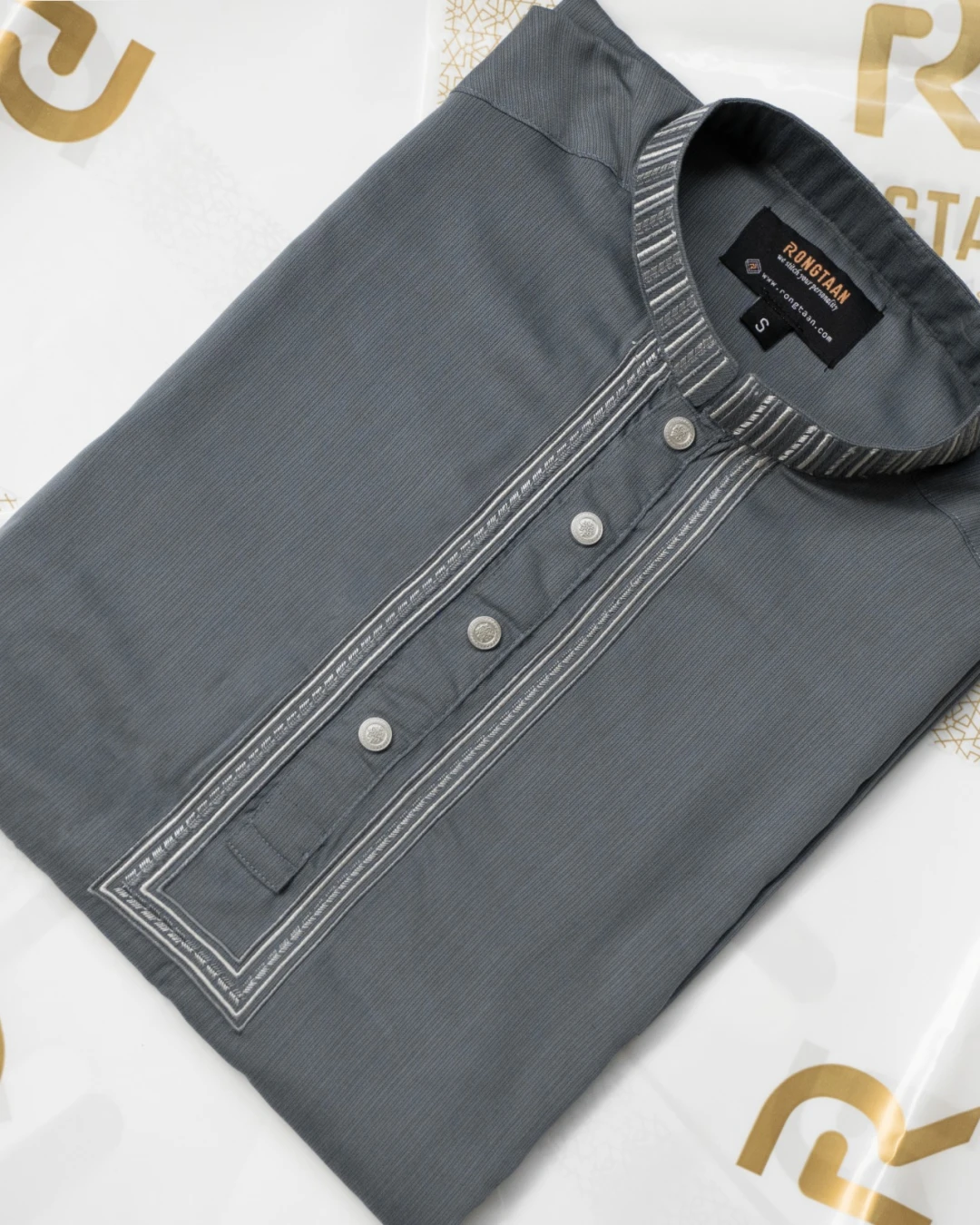 Gray Jacquard Embroidery Premium Cotton Panjabi