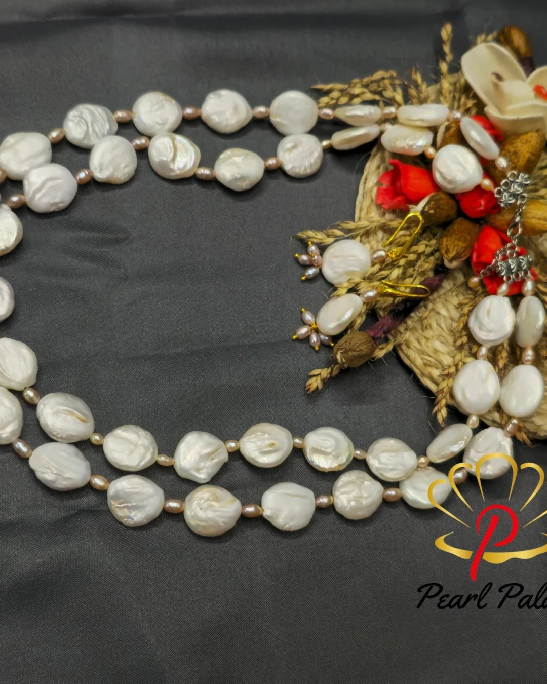 Magnificent Beauty: Freshwater Baroque Coin Pearls layer necklace and earrings