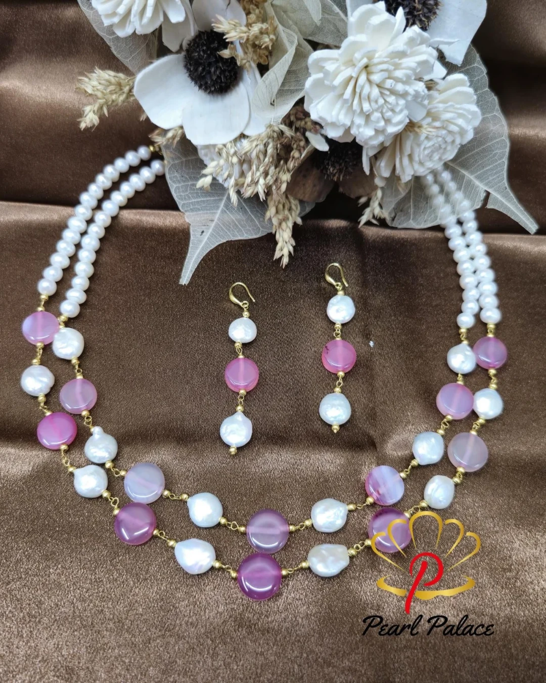 Royal Charm: Freshwater Pearls & Ruby Stone Earring