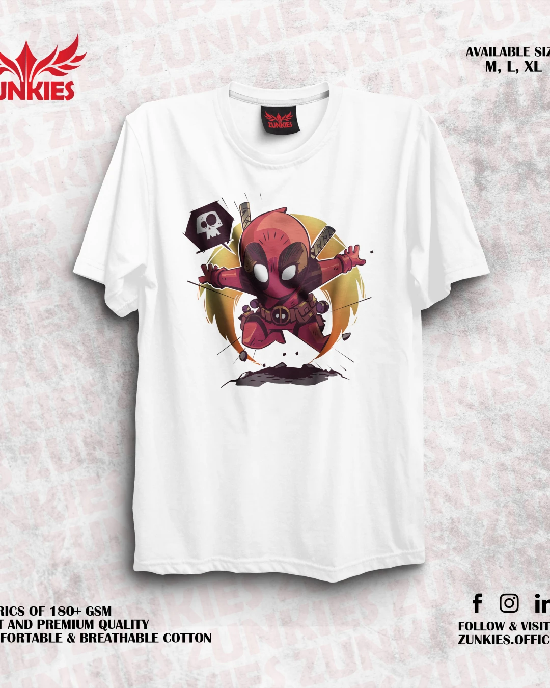 Deadpool - Zunkies Oversized Drop Shoulder white T-shirt