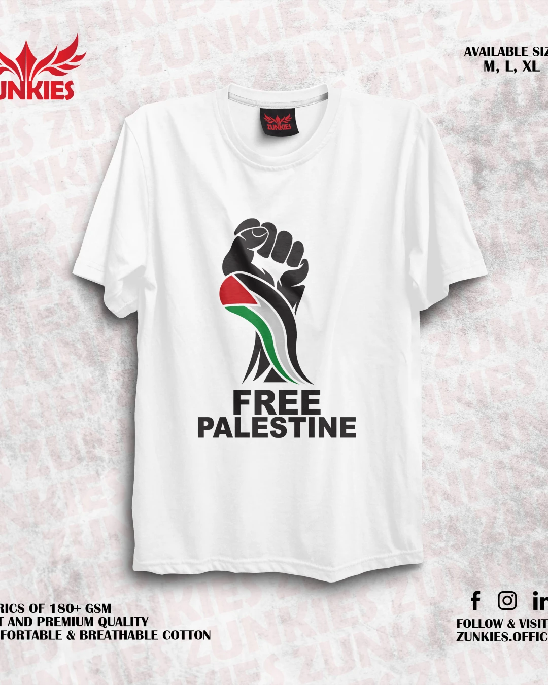 Free Palestine - Zunkies Oversized Drop Shoulder T-shirt