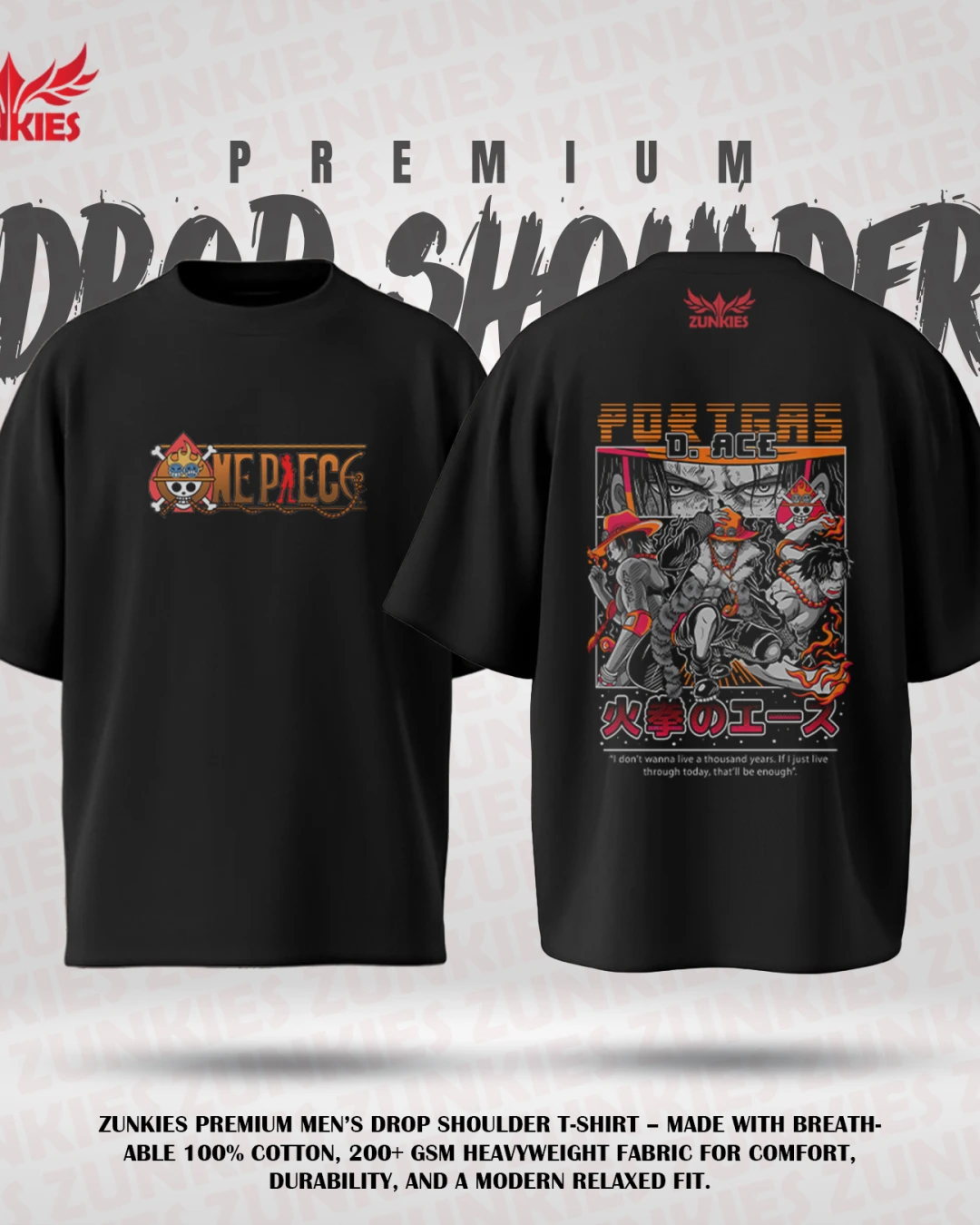 One Peace - Zunkies Premium Collection - Oversized Drop Shoulder T-shirt-1