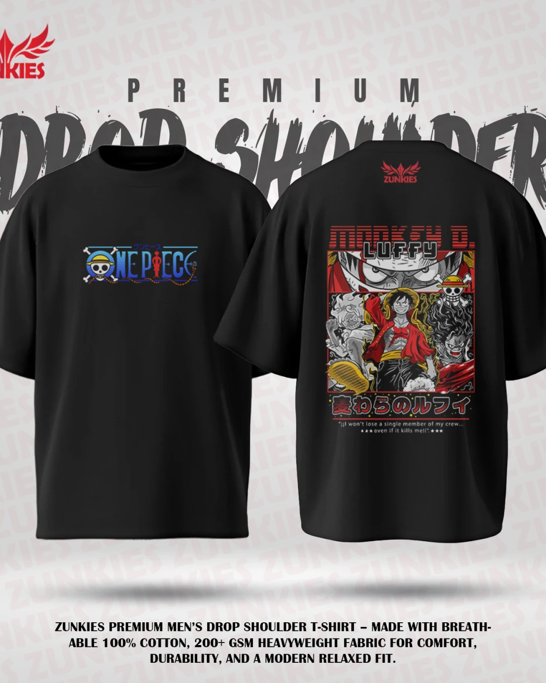 One Peace - Zunkies Premium Collection - Oversized Drop Shoulder T-shirt-3