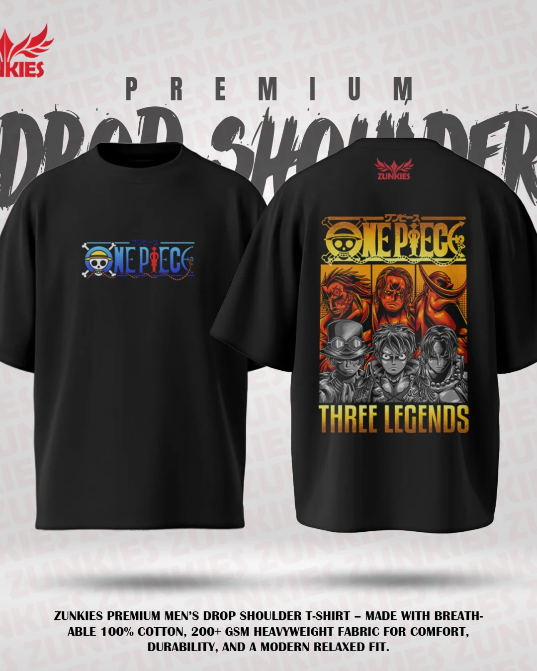 One Peace - Zunkies Premium Collection - Oversized Drop Shoulder T-shirt-6