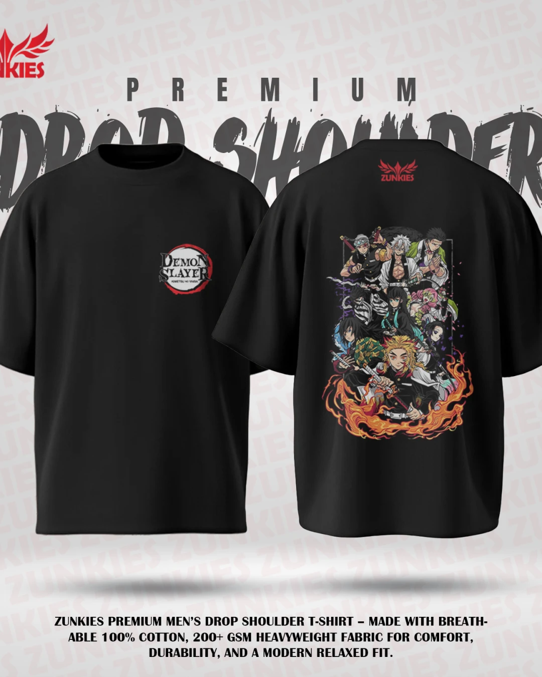 Demon Slayer - Zunkies Premium Collection - Oversized Drop Shoulder T-shirt