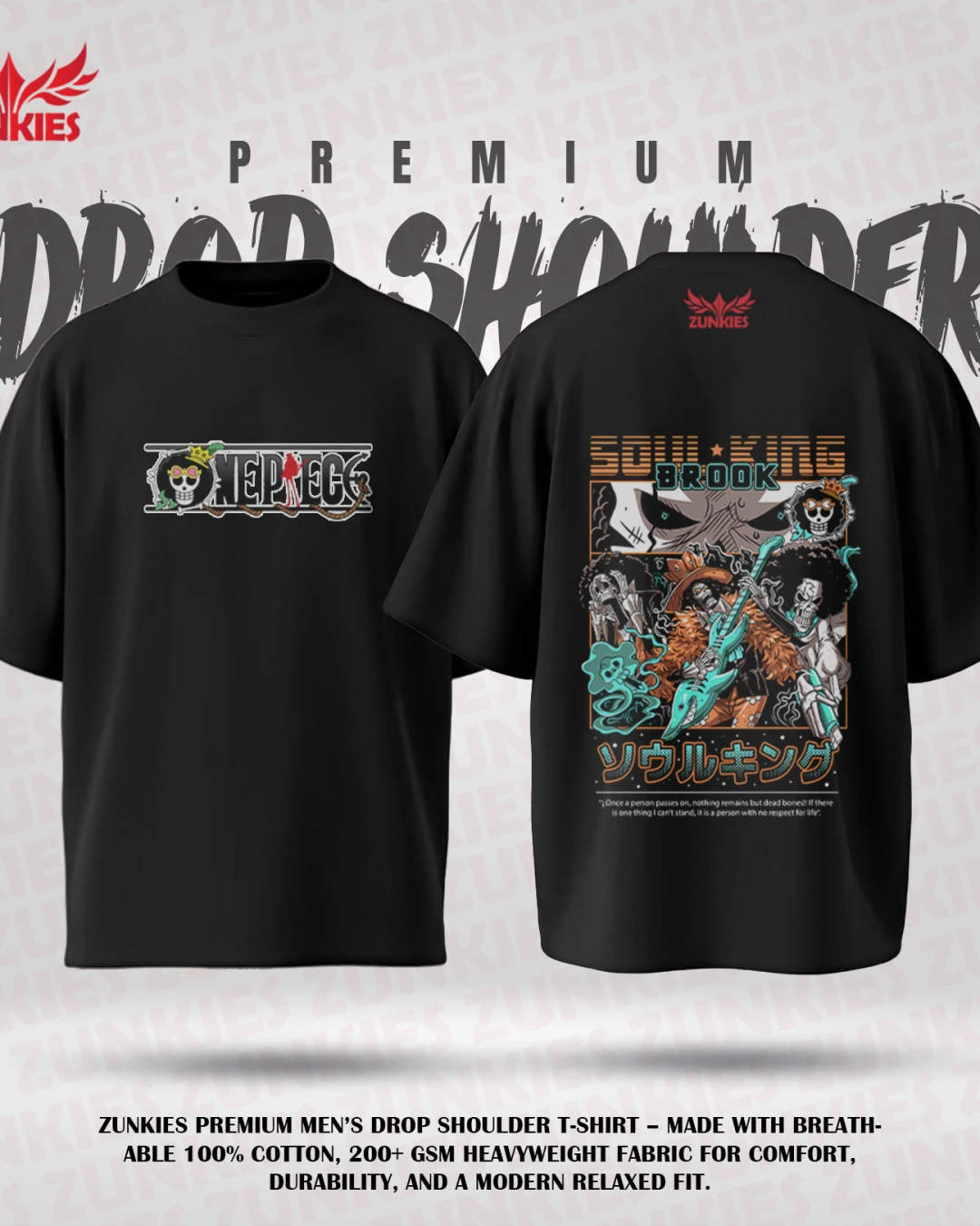 One Peace - Zunkies Premium Collection - Oversized Drop Shoulder T-shirt-11