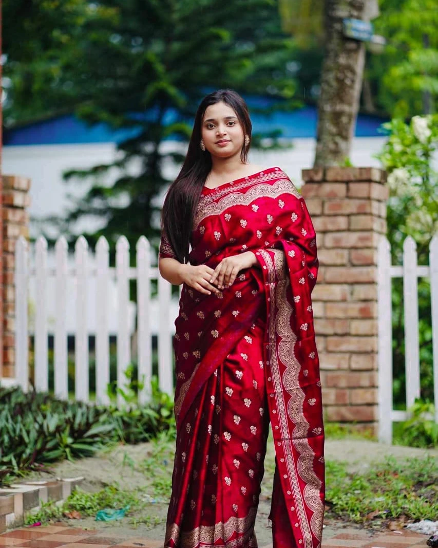 Royal Maroon Banarasi Silk Saree